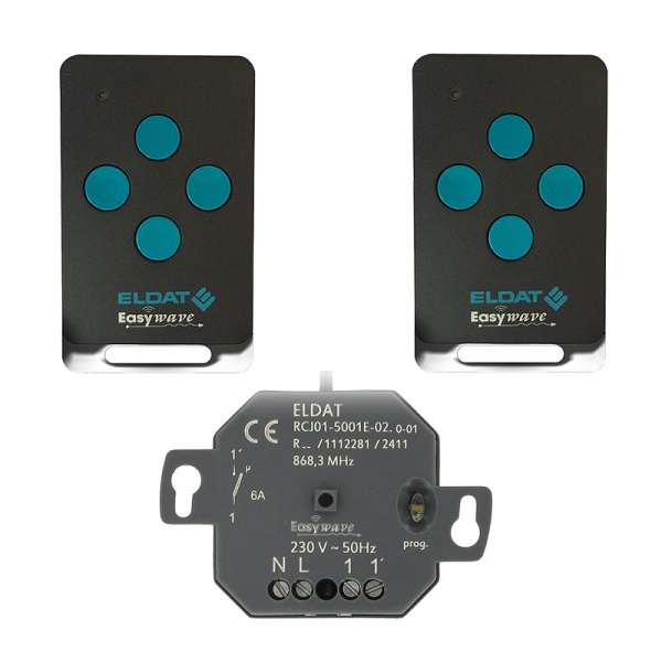 Eldat Set Handsender 4 Kanal mit Unterputzempfänger-Set RT42E5004-01-21K 868 MHz 230 V 1 Kanal