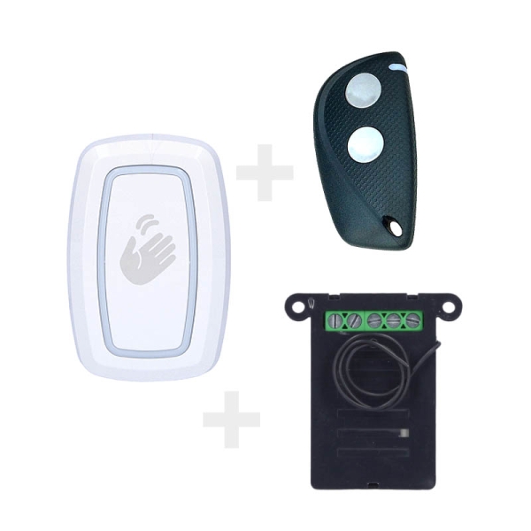 CDVI Set aus RX Cube Empfänger mit Handsender und weißem Wandsender