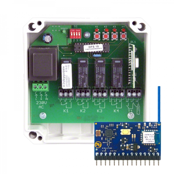 Funkempfänger von Dickert Funkempfänger E15 433-868 MHz AM 4 Kanal 230 Volt (Smart)
